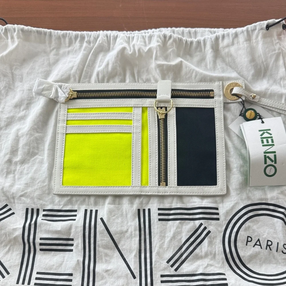 Kenzo Bright Yellow and Black Zip Pouch